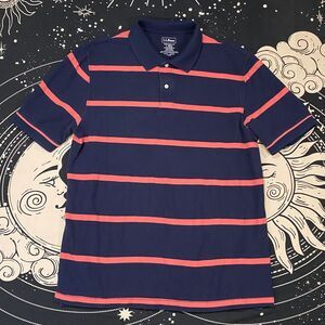 LL Bean Polo Shirt Stripped Mens Large Regular Casual Preppy Golf